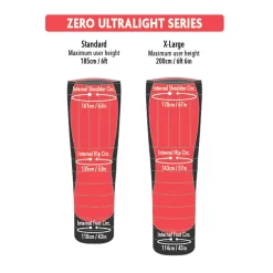 Mont ZERO UL 140g XL 1000+FP 1/2 Zip -Hiking Supplies Store Mont Zero UL dimensions